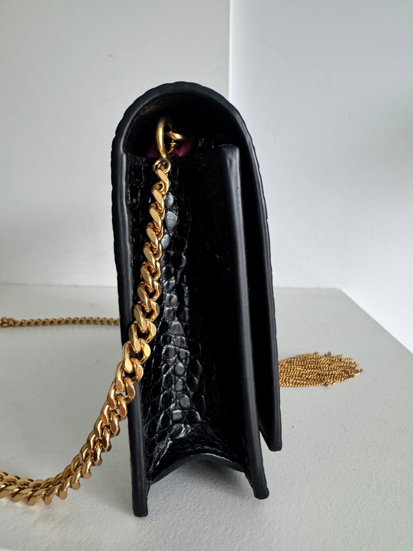 Saint Laurent Kate Wallet On Chain Croc Embossed bag