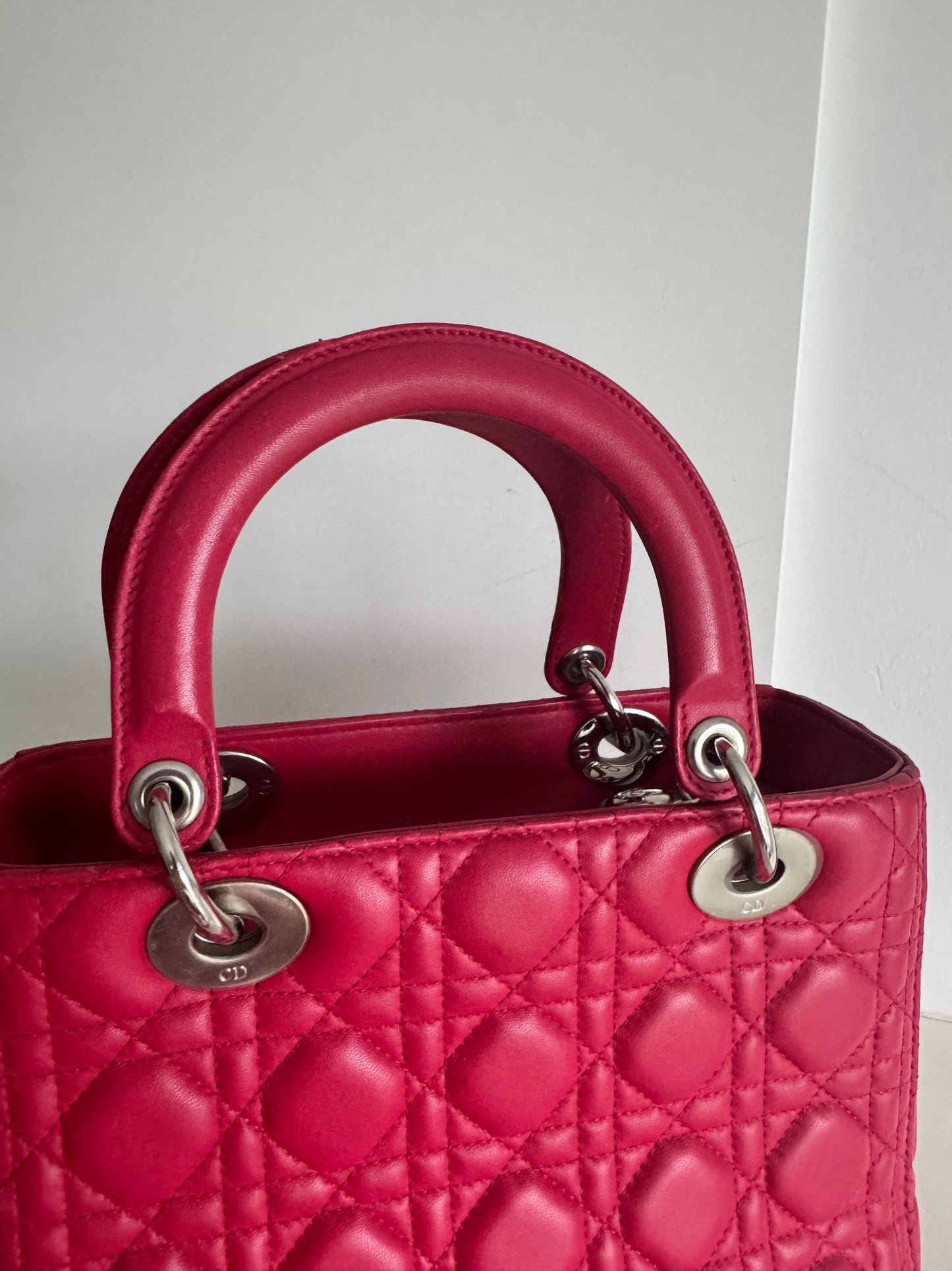 Christian Dior medium Lady, pink with signature Cannage stitching