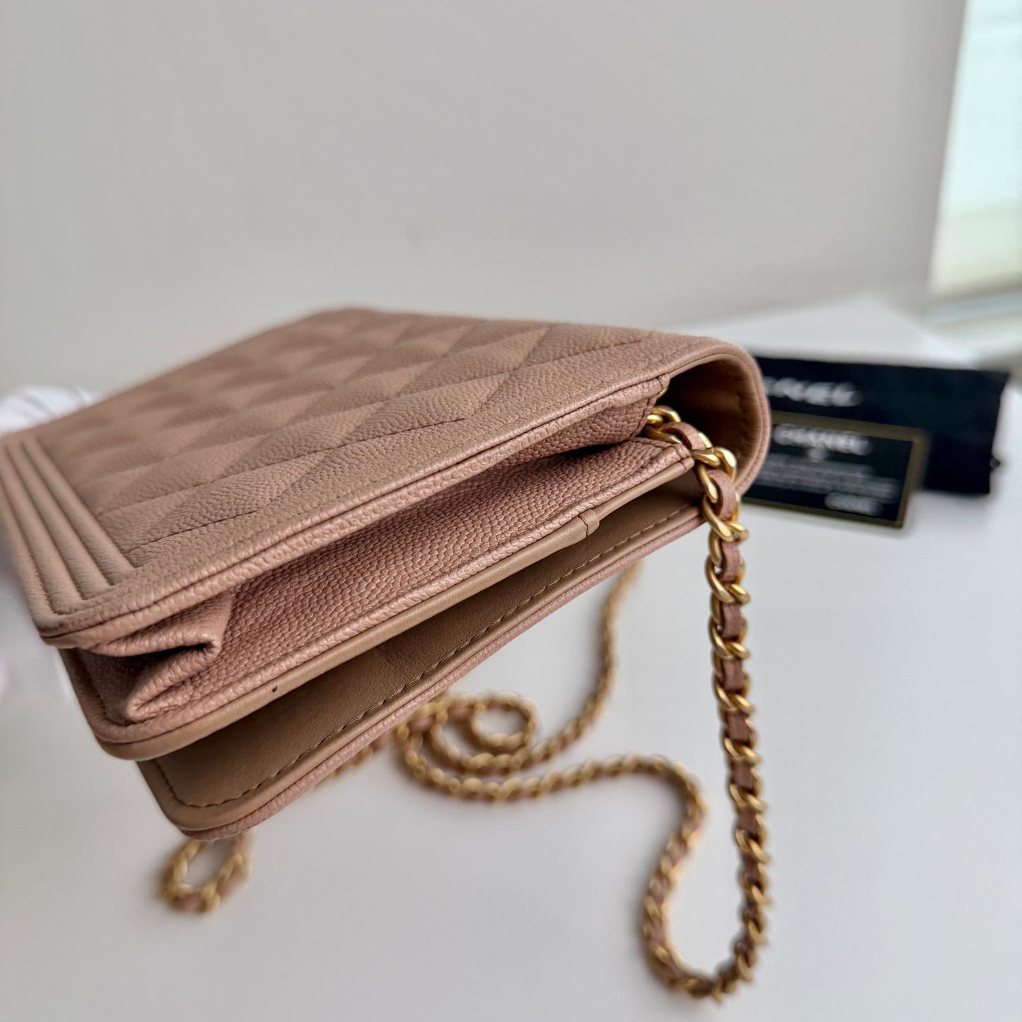 Chanel Dark Beige Boy Caviar WOC