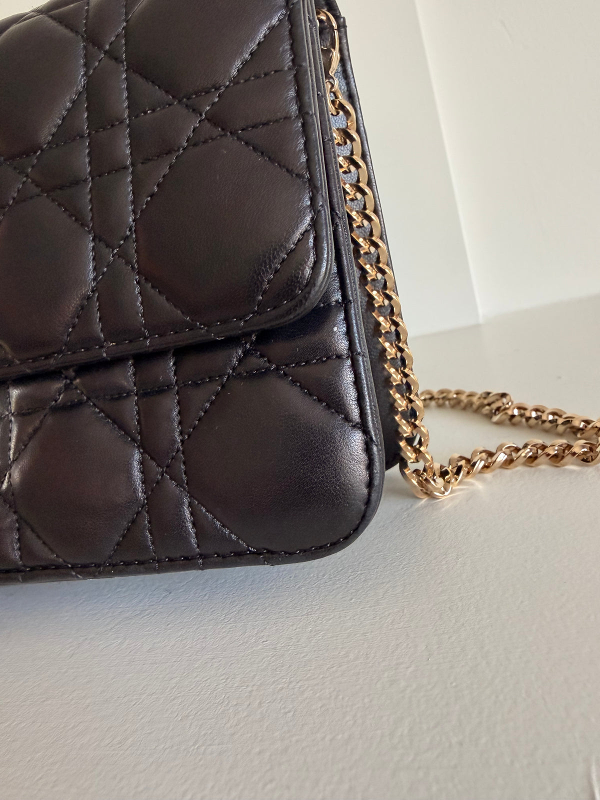 Christian Dior Black Lambskin Cannage Miss Dior Promenade Pouch