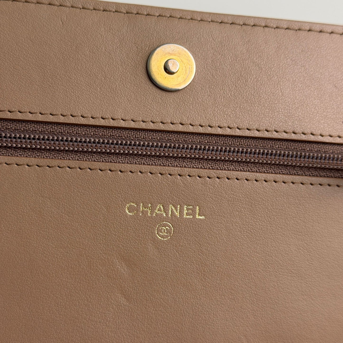 Chanel Dark Beige Boy Caviar WOC