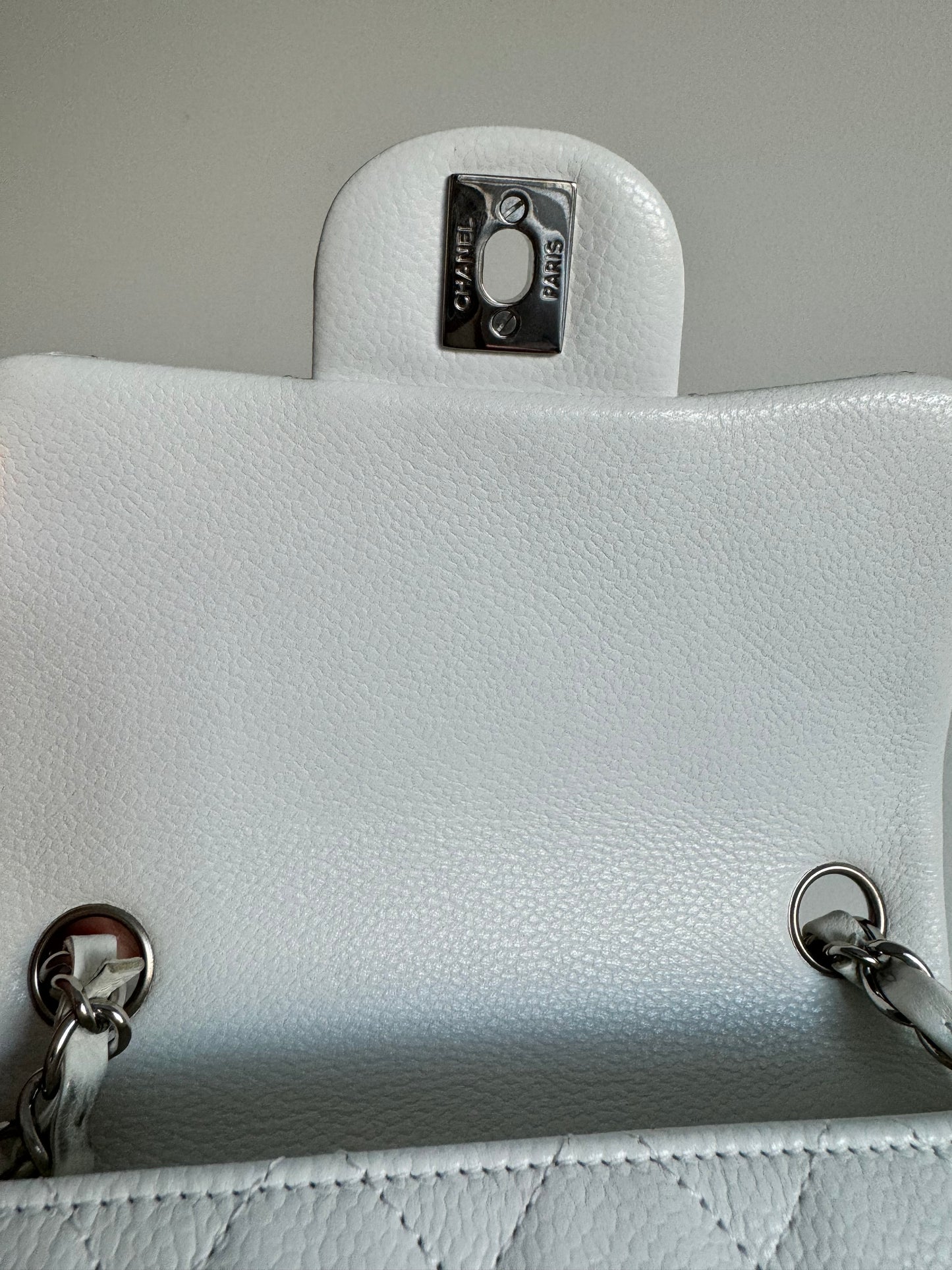 Chanel Classic Caviar Mini Square Flap Bag, white