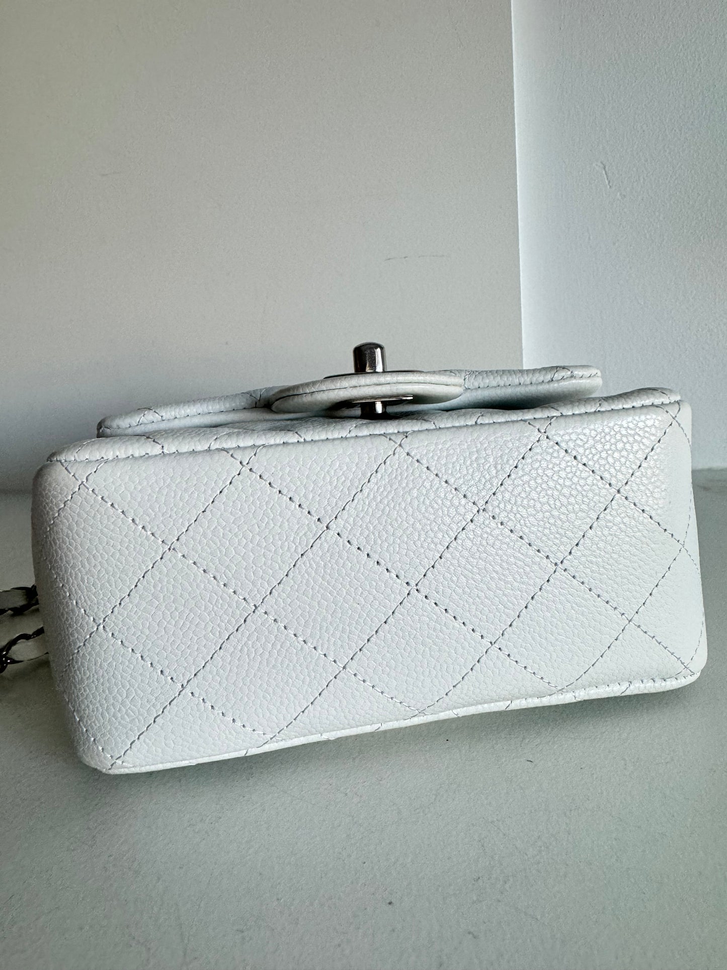 Chanel Classic Caviar Mini Square Flap Bag, white