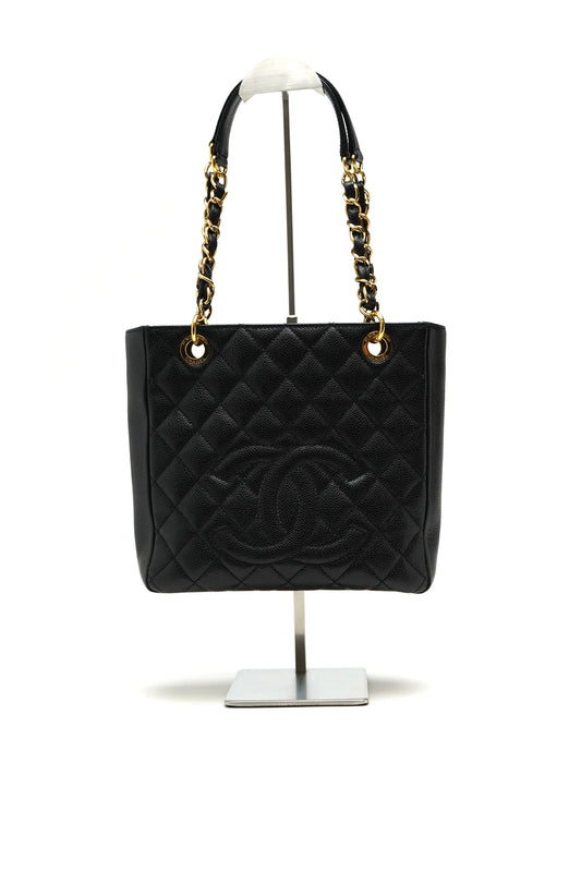 Chanel Caviar Quilted Petit Shopping Tote PST Black