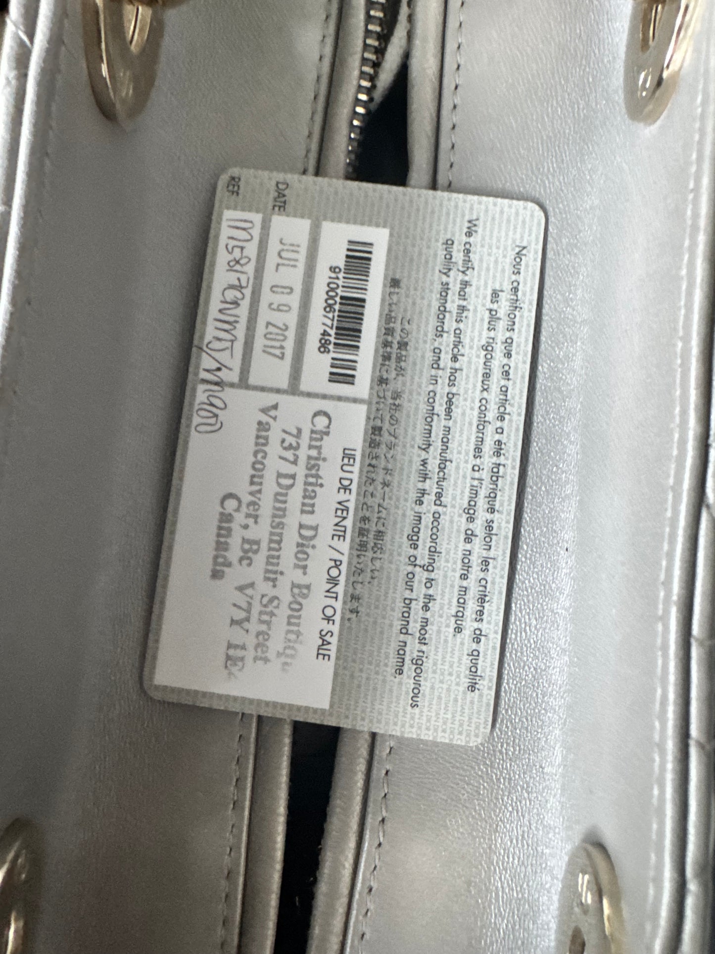 Christian Dior medium Lady, grey with signature Cannage stitching