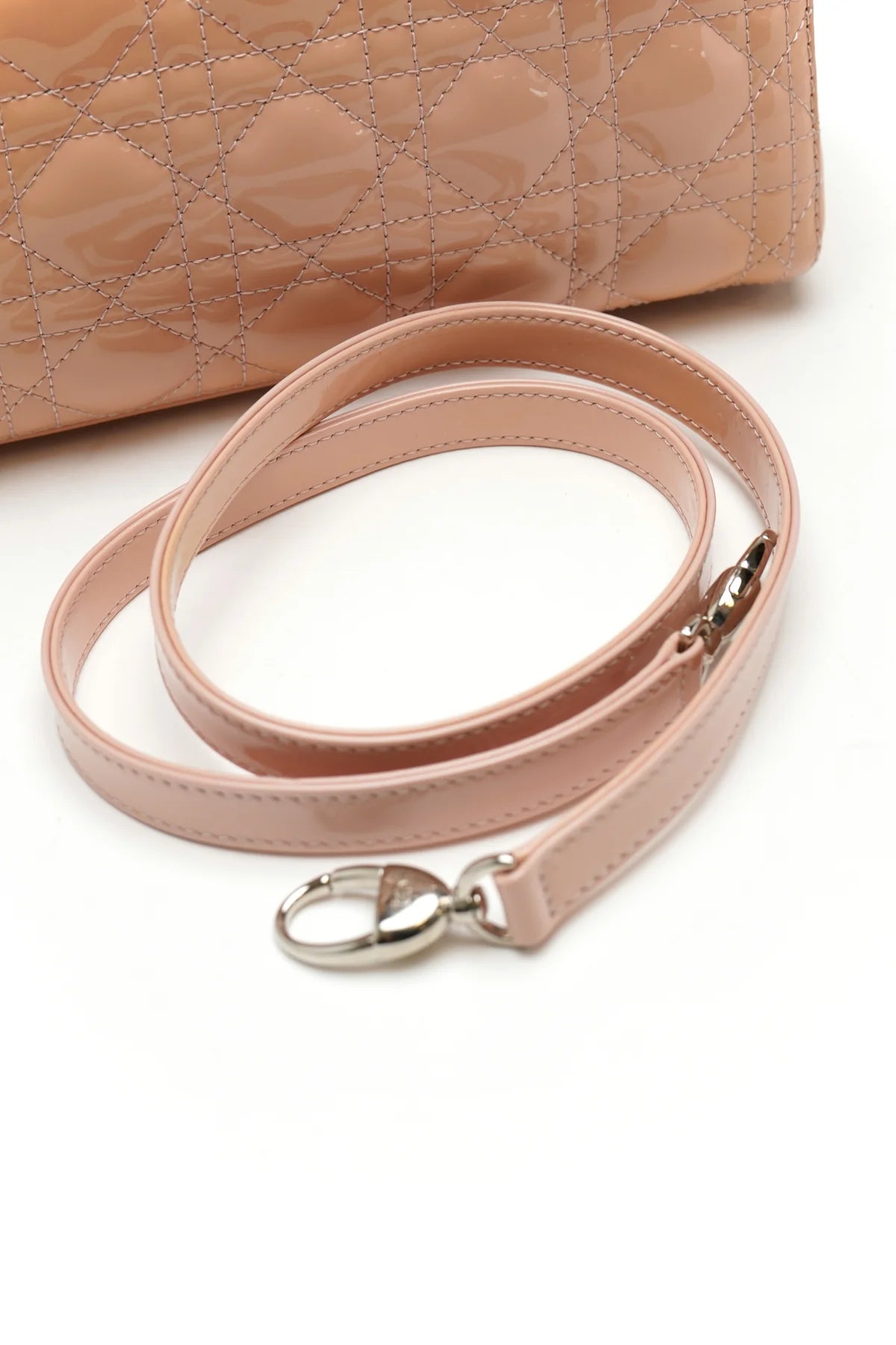 Christian Dior Patent Cannage Medium Lady Dior Rose Clair