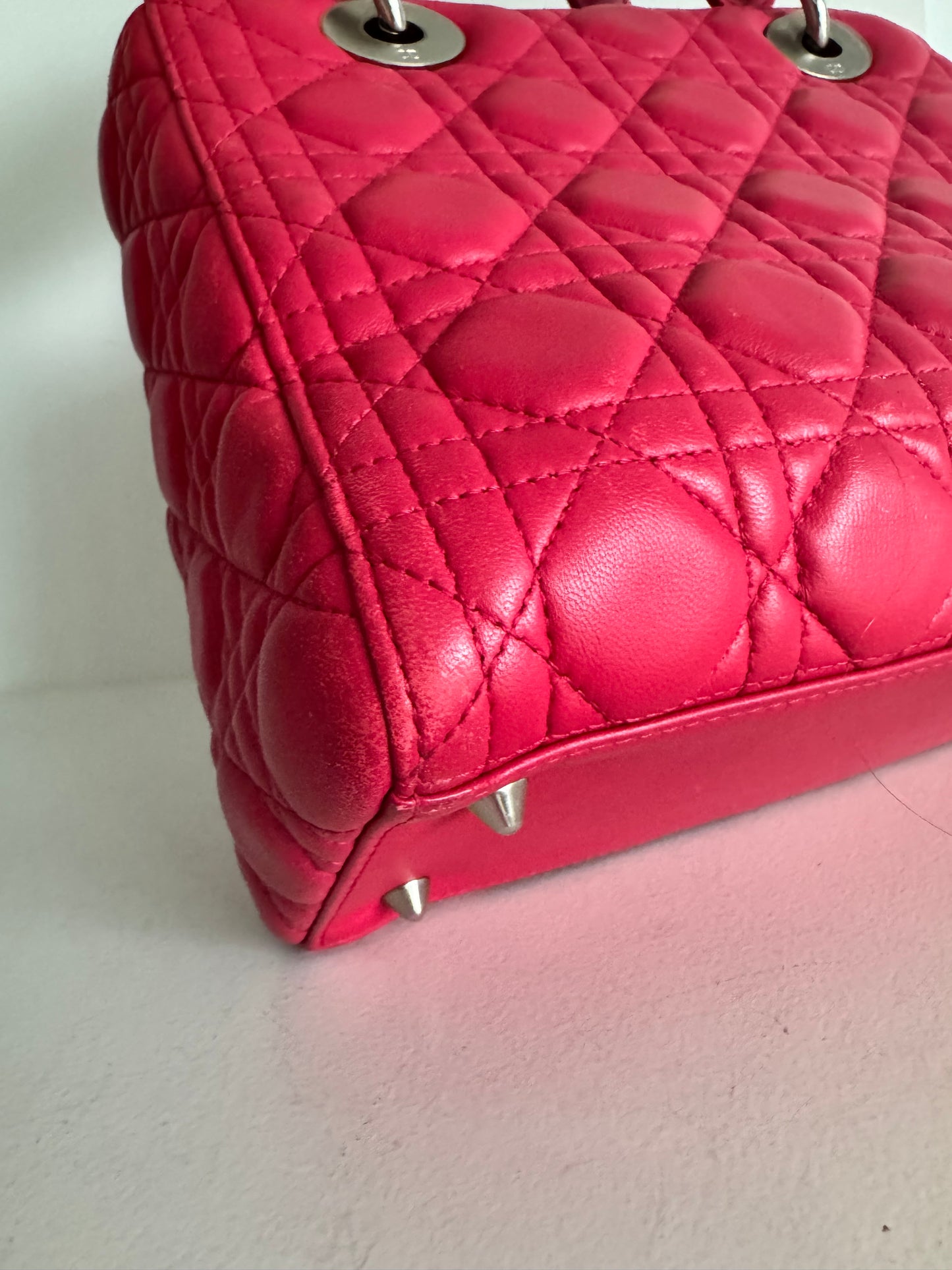 Christian Dior medium Lady, pink with signature Cannage stitching