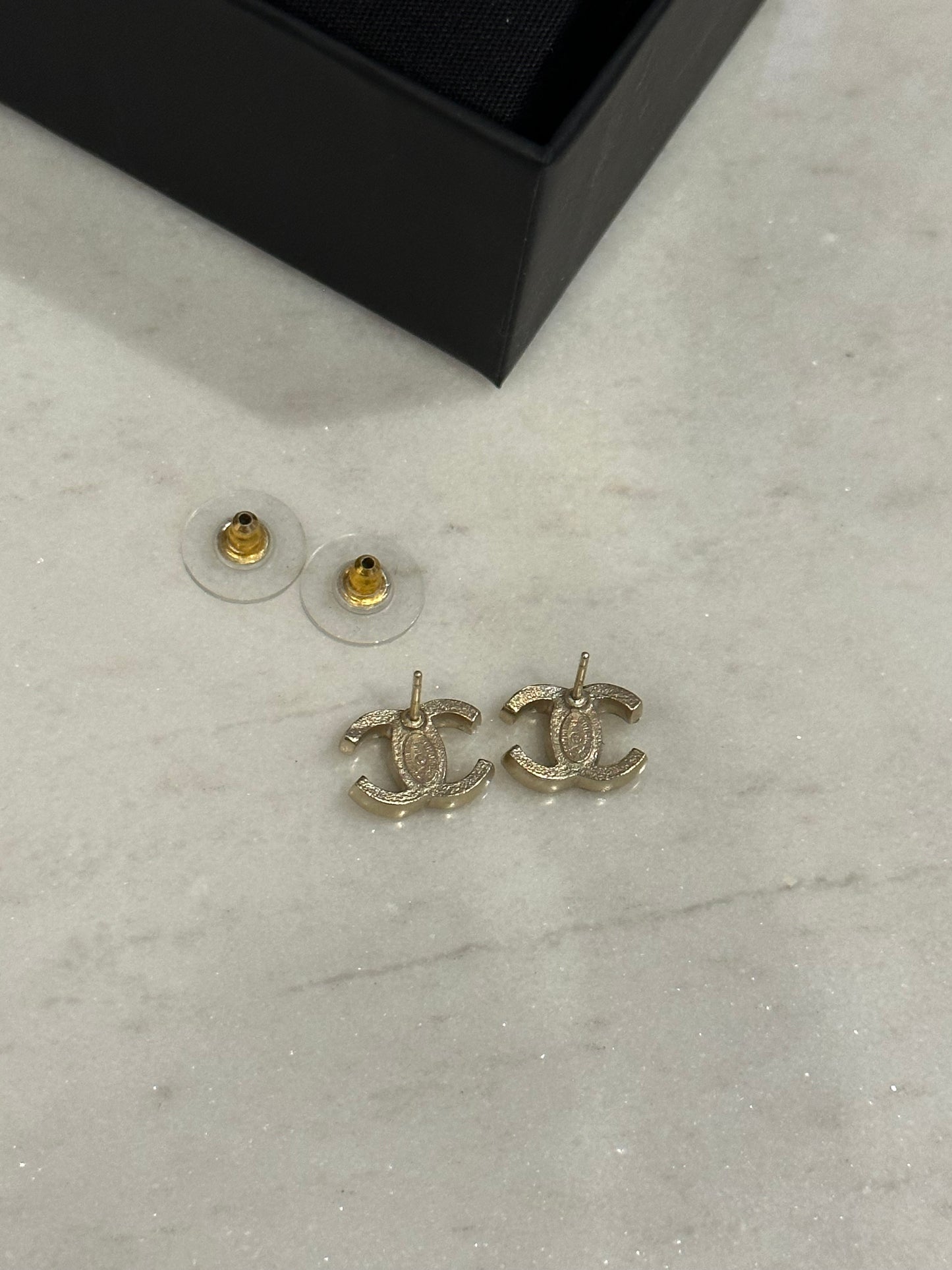 Chanel crystal CC stud earrings