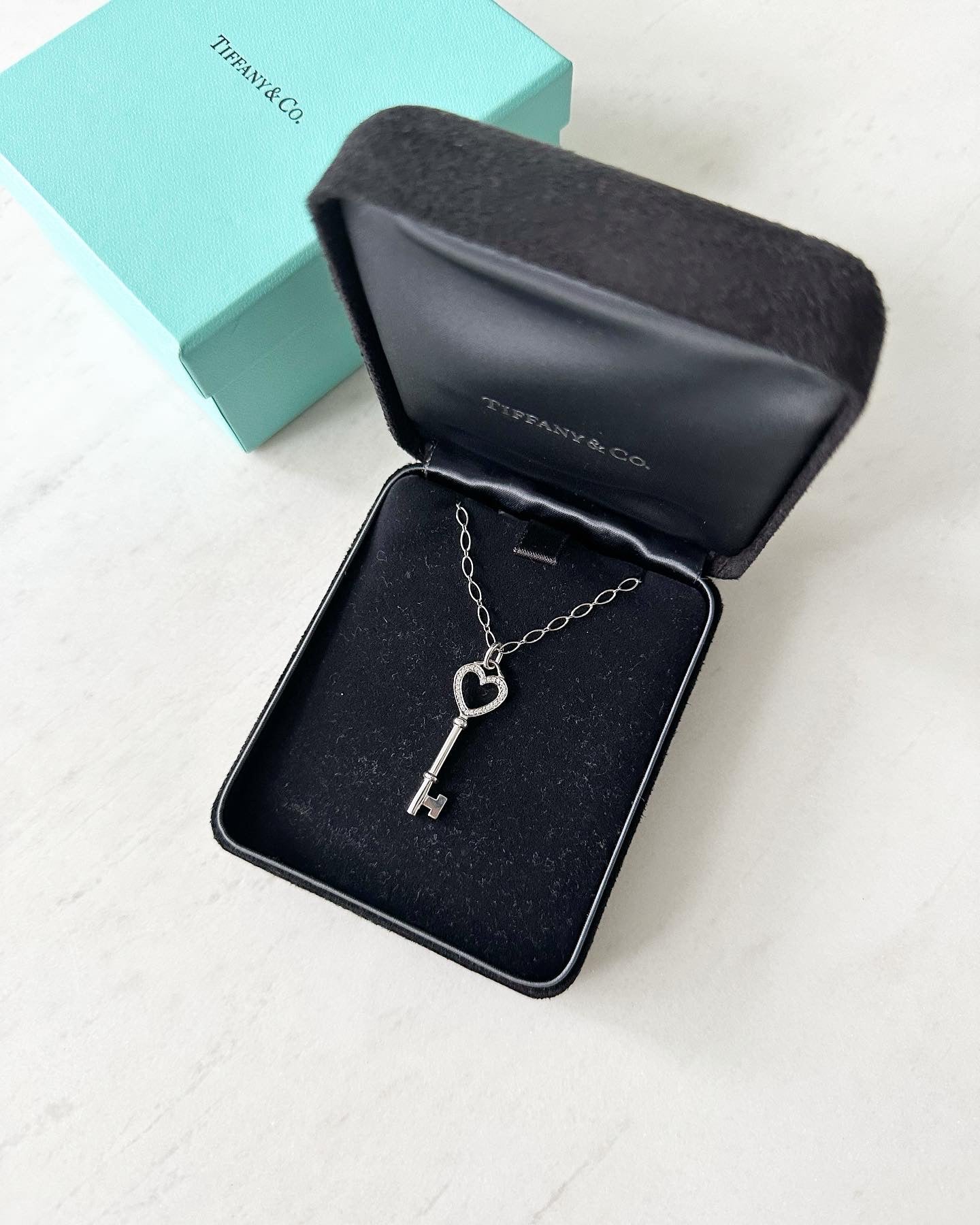 Tiffany and company diamond heart key necklace