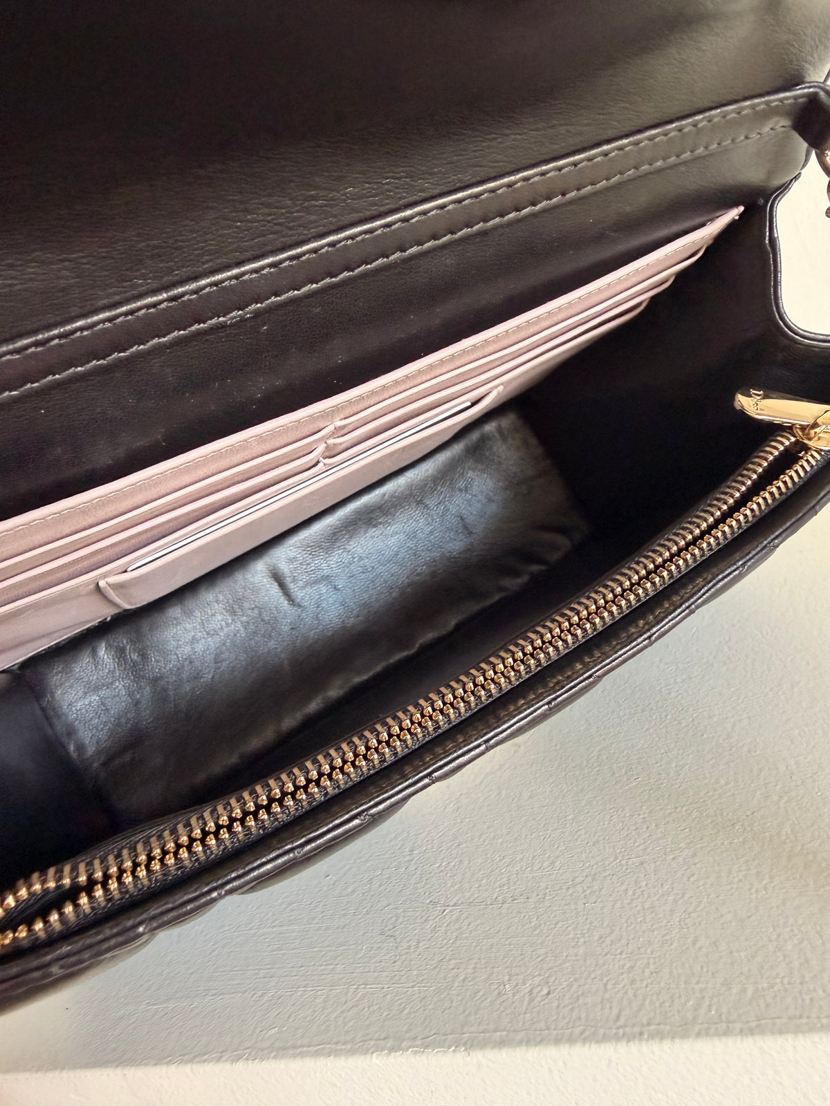Christian Dior Black Lambskin Cannage Miss Dior Promenade Pouch
