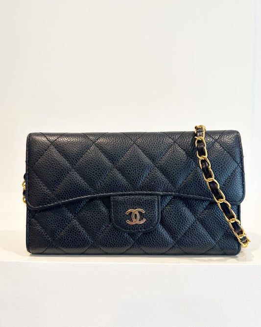 Chanel long wallet with generic chain