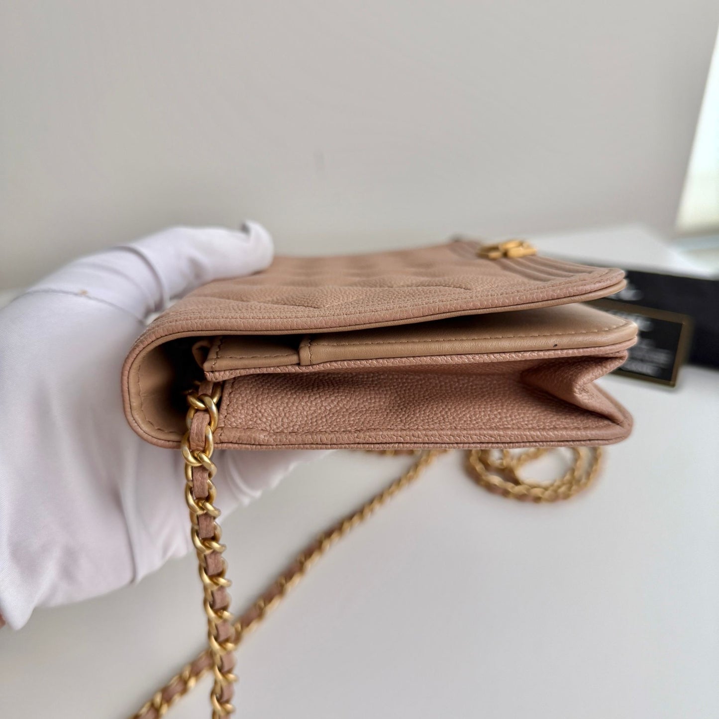 Chanel Dark Beige Boy Caviar WOC