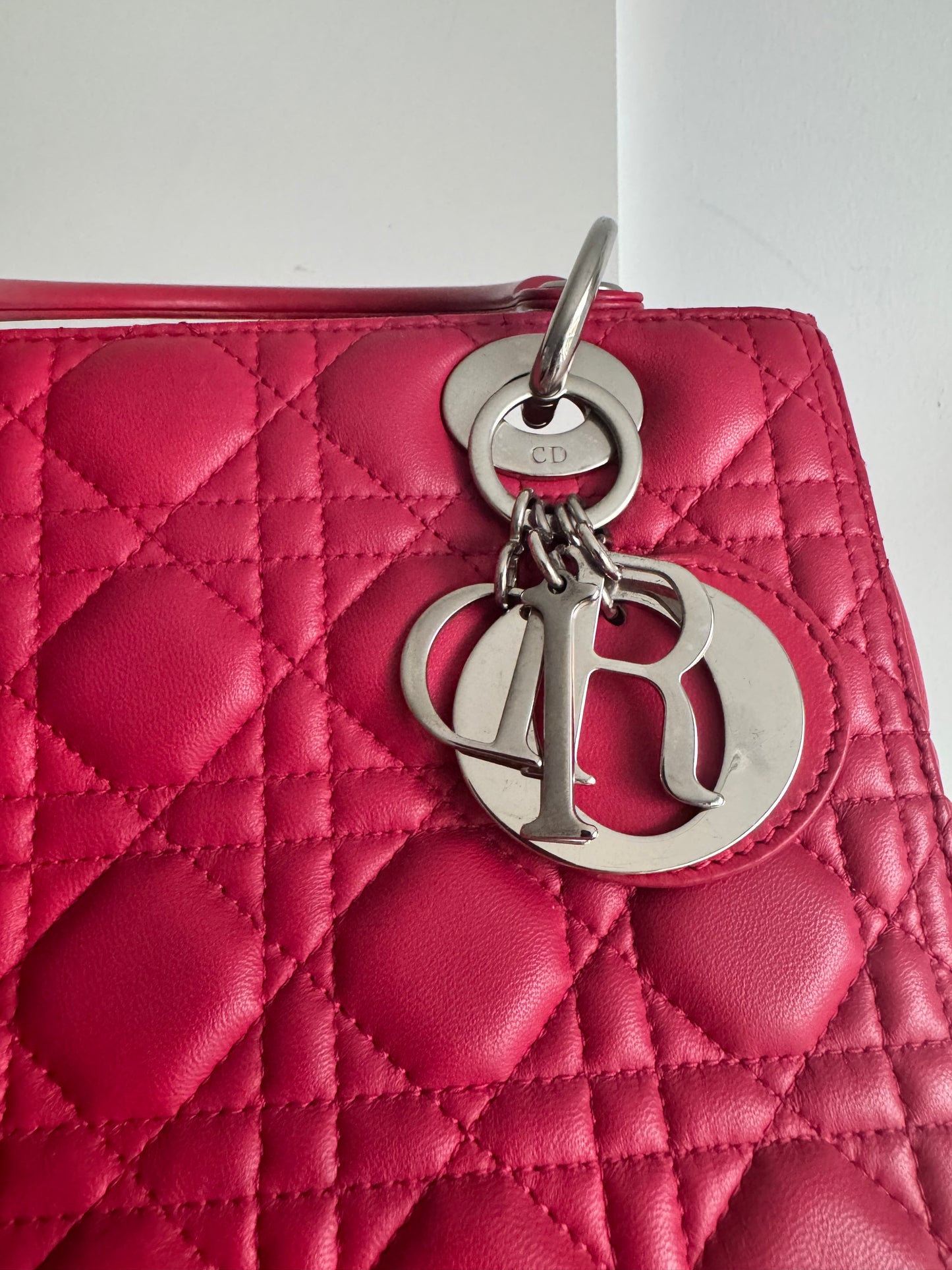 Christian Dior medium Lady, pink with signature Cannage stitching
