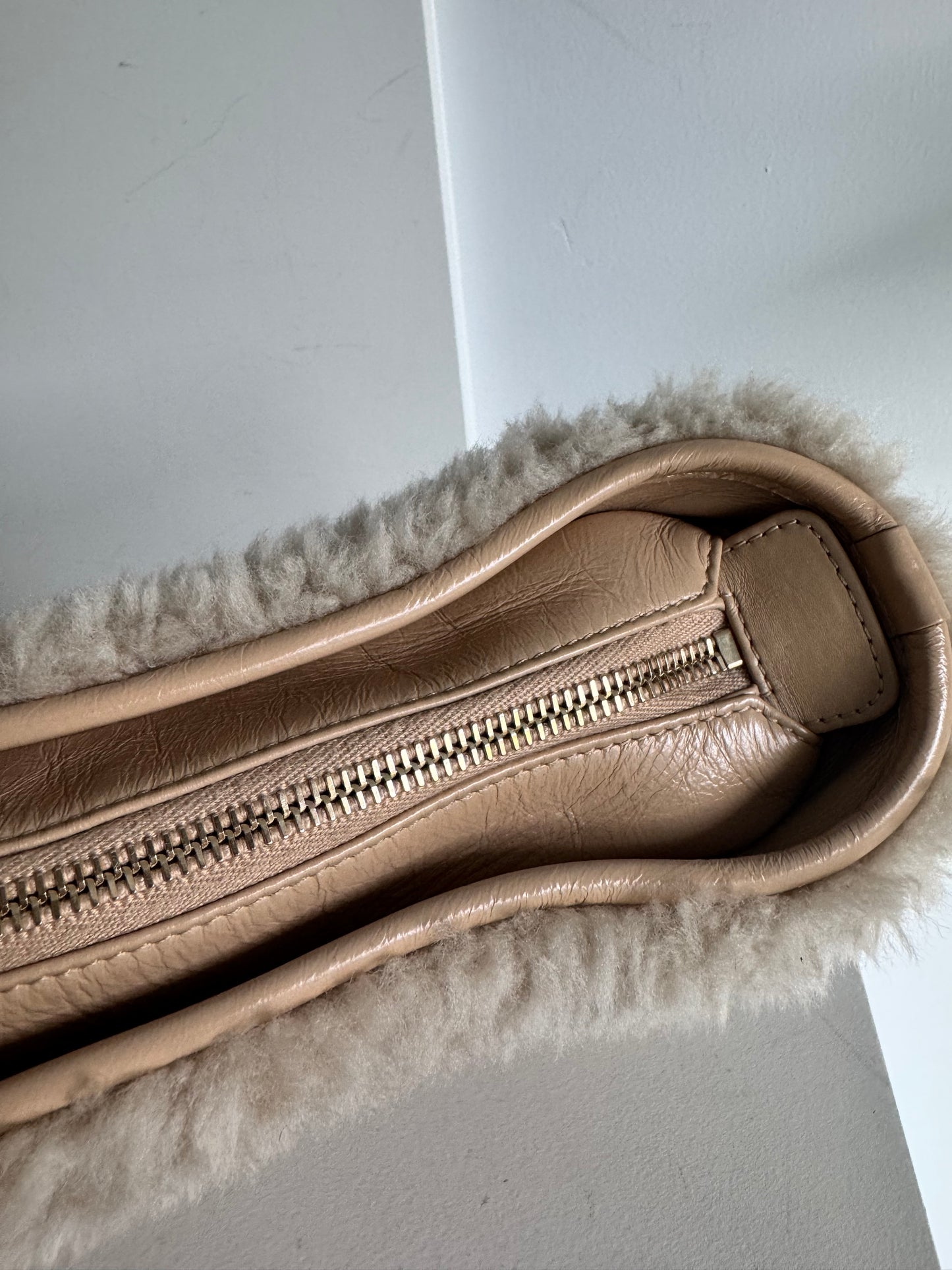 Chanel Gabrielle Hobo Small Shearling beige