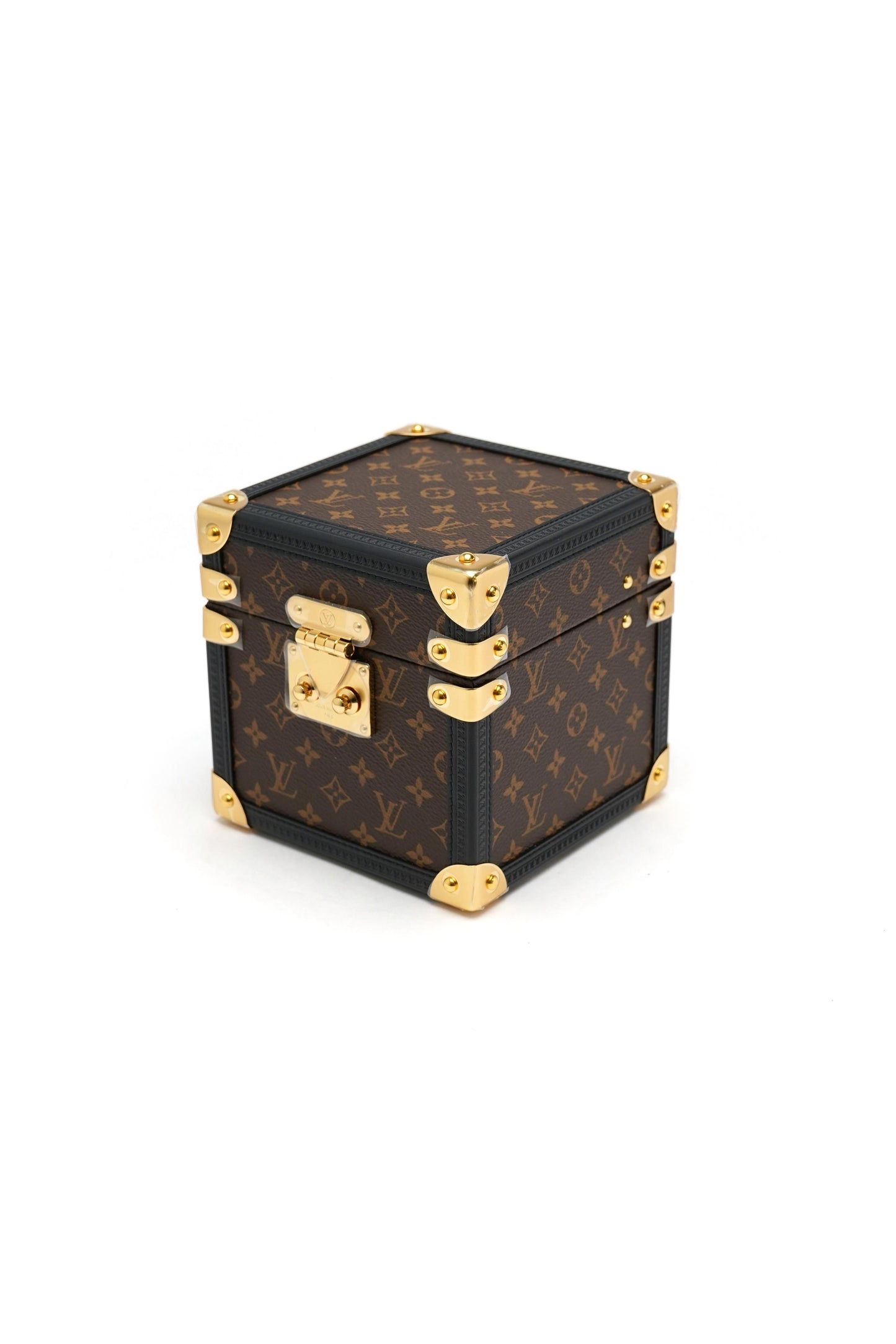 Louis Vuitton Trunk Table Clock, Quartz, 80mm, Brass, Monogram