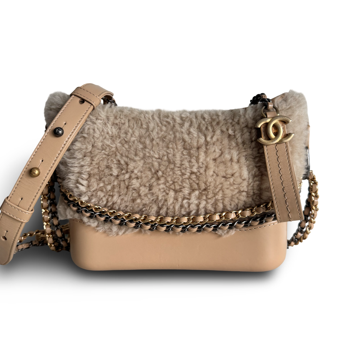 Chanel Gabrielle Hobo Small Shearling beige