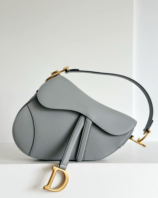 Christian Dior Medium Sage Green Grained calfskin saddle bag.